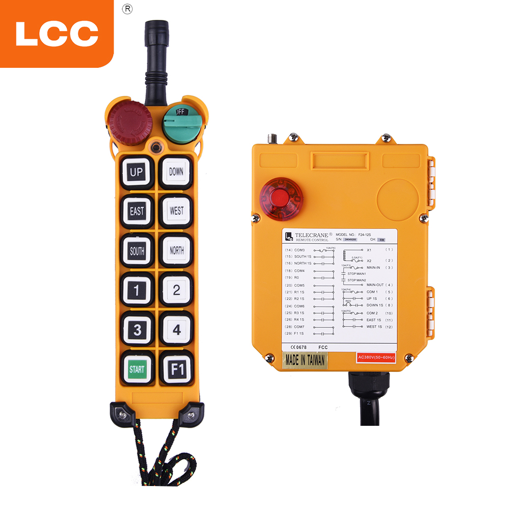 Radio industrial F24-12s 315/433 mhz 12 botones Control remoto de radio inalámbrico de una sola velocidad para grúas de camión